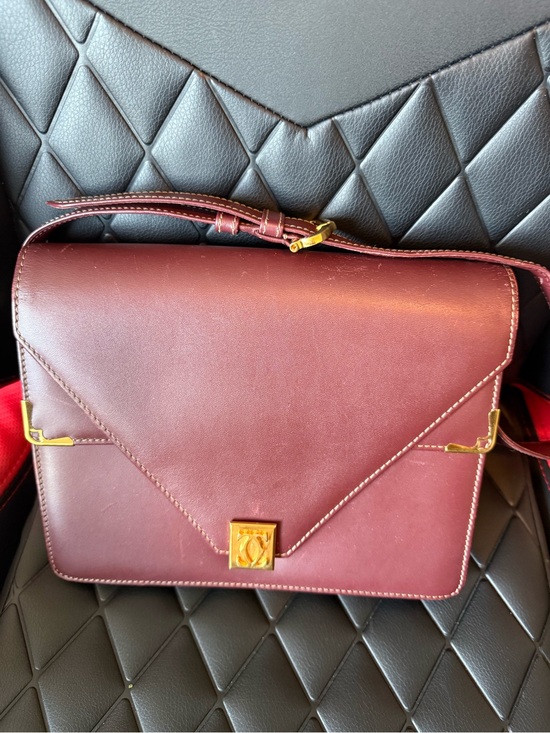 Cartier Handbags - Cartier Burgundy Leather Envelope Crossbody with Gold Hardware